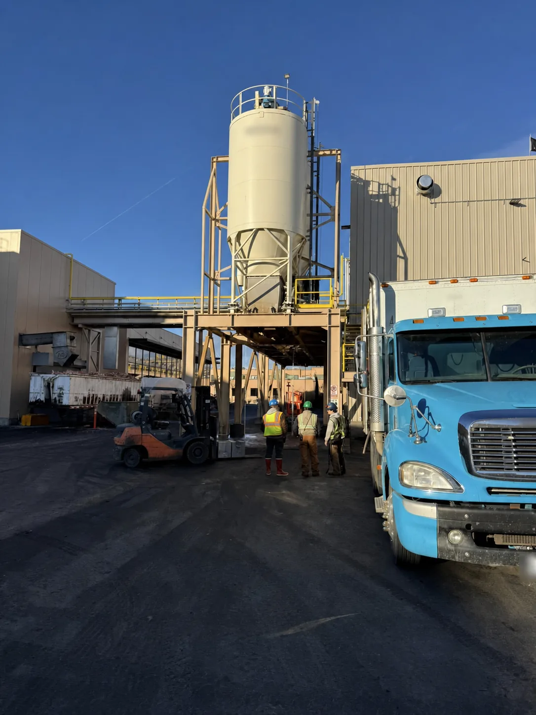 Industrial scale service at a processing facility